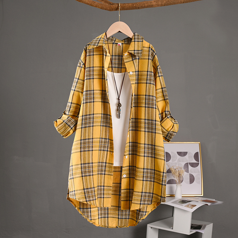 Gema | Sobrecamisa Mujer de Algodón de Cuadros Oversize Manga Larga