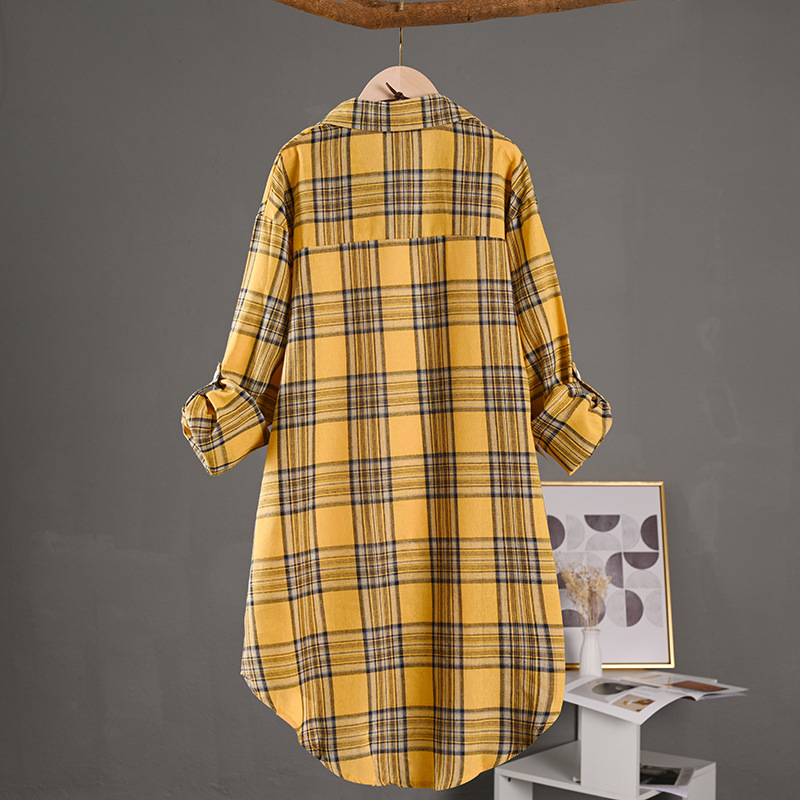 Gema | Sobrecamisa Mujer de Algodón de Cuadros Oversize Manga Larga