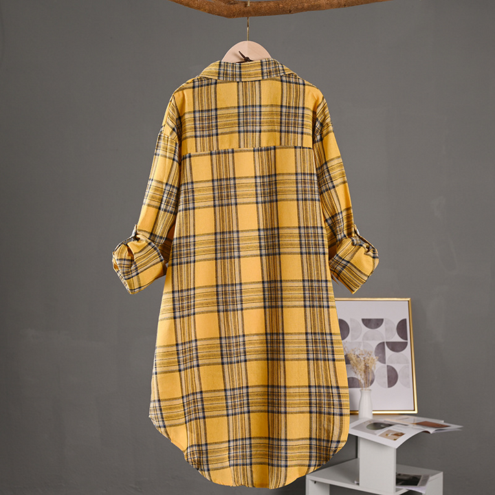 Gema | Sobrecamisa Mujer de Algodón de Cuadros Oversize Manga Larga