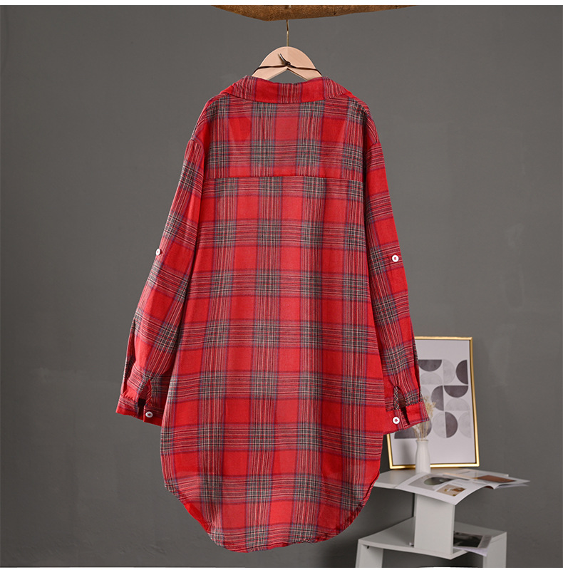 Gema | Sobrecamisa Mujer de Algodón de Cuadros Oversize Manga Larga