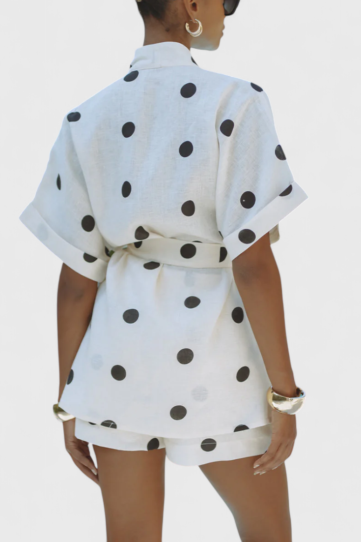 Avila Kimono Set with Knot and Polka Dot Shorts