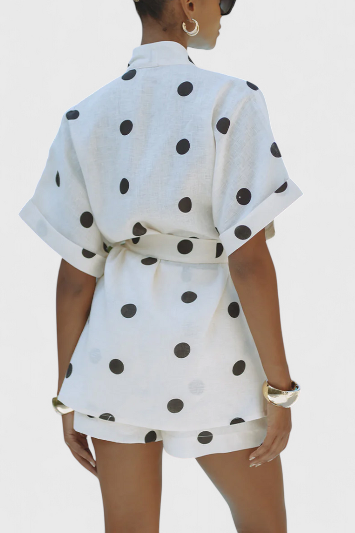 Avila Kimono Set with Knot and Polka Dot Shorts