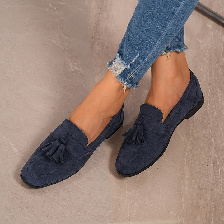 Inés | Mocasines de Ante con Borlas Mujer Planos