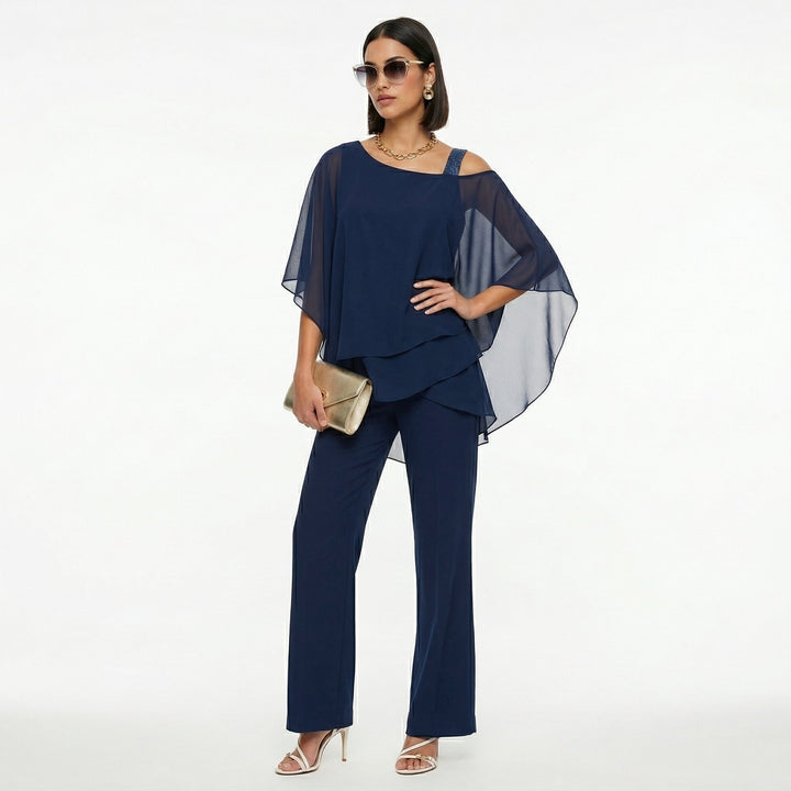 Inmaculada | Conjunto Elegante de Gasa Mujer Escote Asimétrico