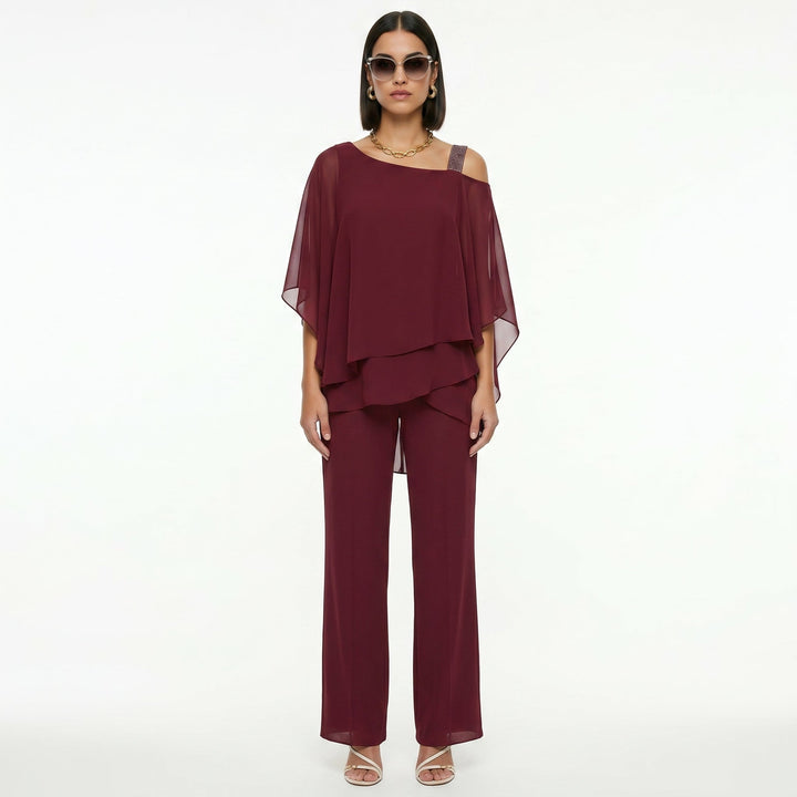 Inmaculada | Conjunto Elegante de Gasa Mujer Escote Asimétrico