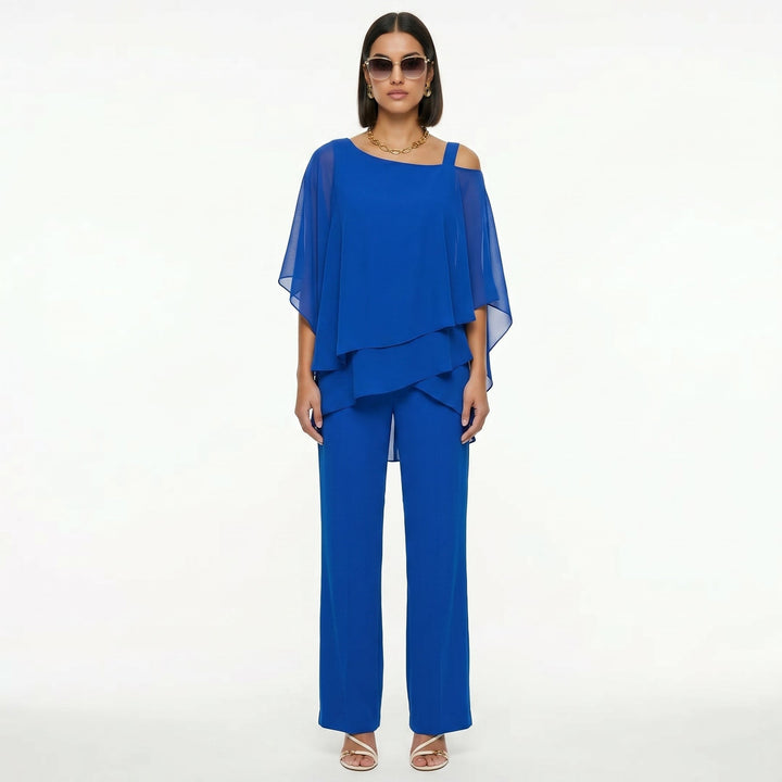 Inmaculada | Conjunto Elegante de Gasa Mujer Escote Asimétrico