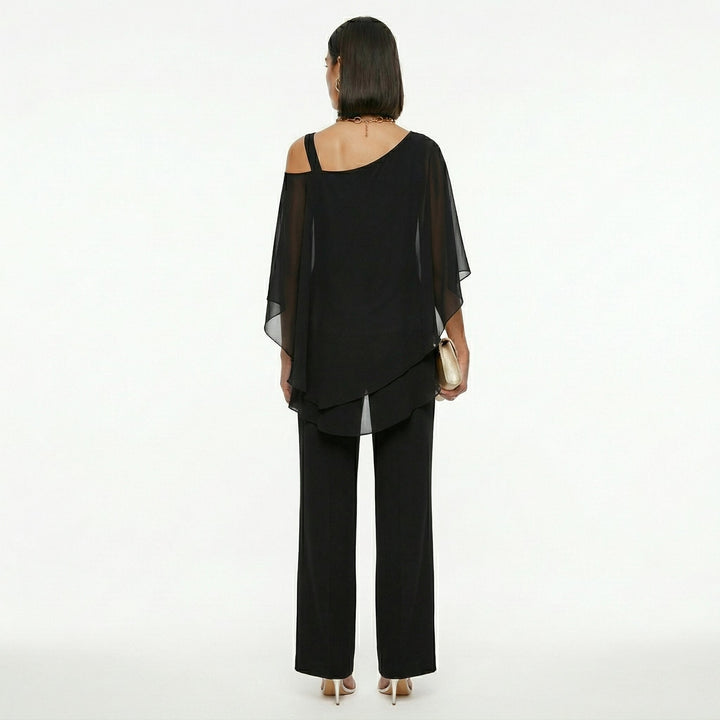 Inmaculada | Conjunto Elegante de Gasa Mujer Escote Asimétrico