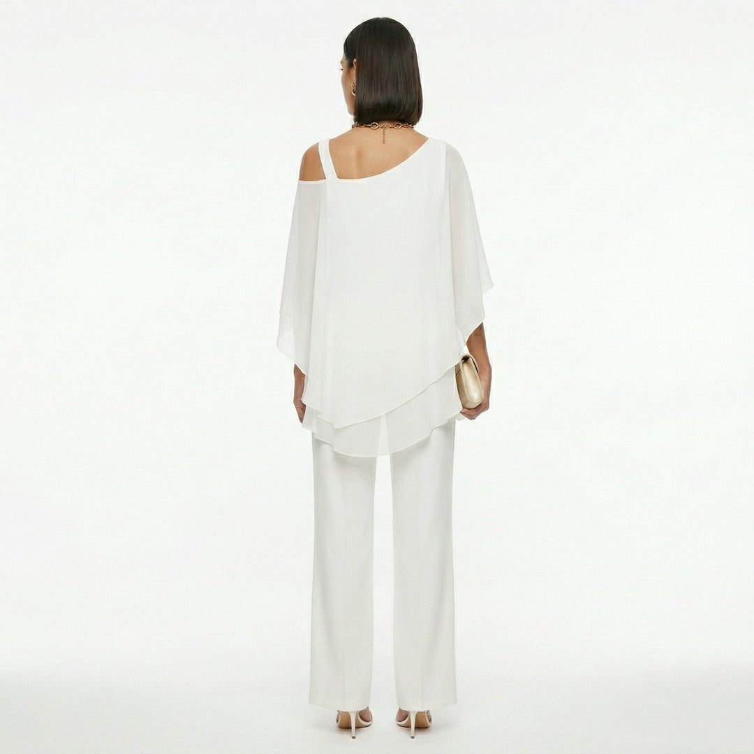 Inmaculada | Conjunto Elegante de Gasa Mujer Escote Asimétrico