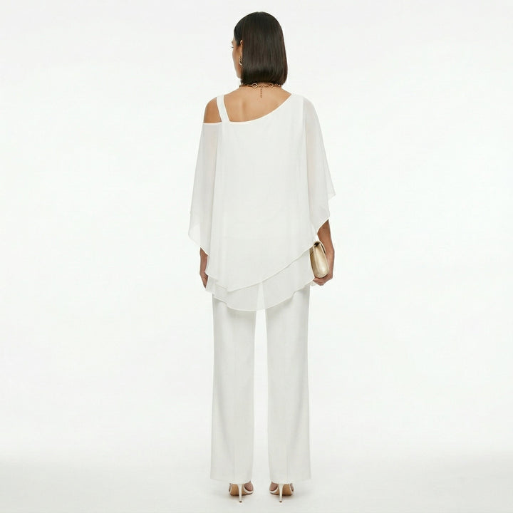 Inmaculada | Conjunto Elegante de Gasa Mujer Escote Asimétrico