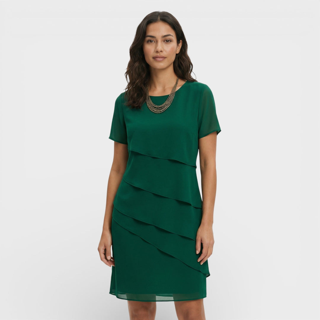 Inmaculada | Vestido Midi con Volantes Mujer Manga Corta