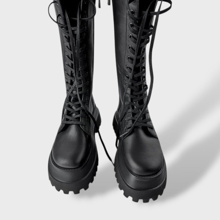 Irene | Botas Militares de Caña Alta Mujer Con Cordones Suela Track