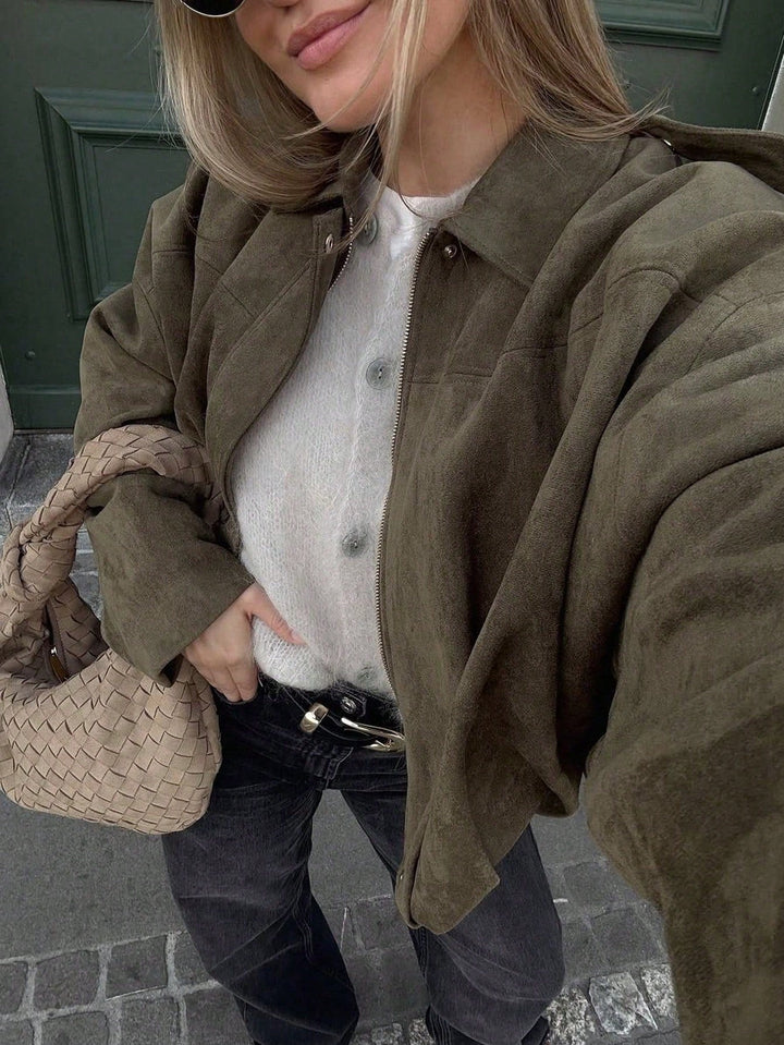 Laia | Chaqueta de Ante Mujer Oversize Cremallera