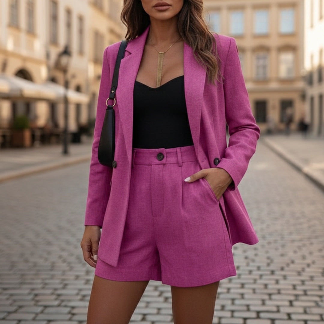 Leire | Conjunto Blazer de Doble Botón y Short de Cintura Alta Mujer