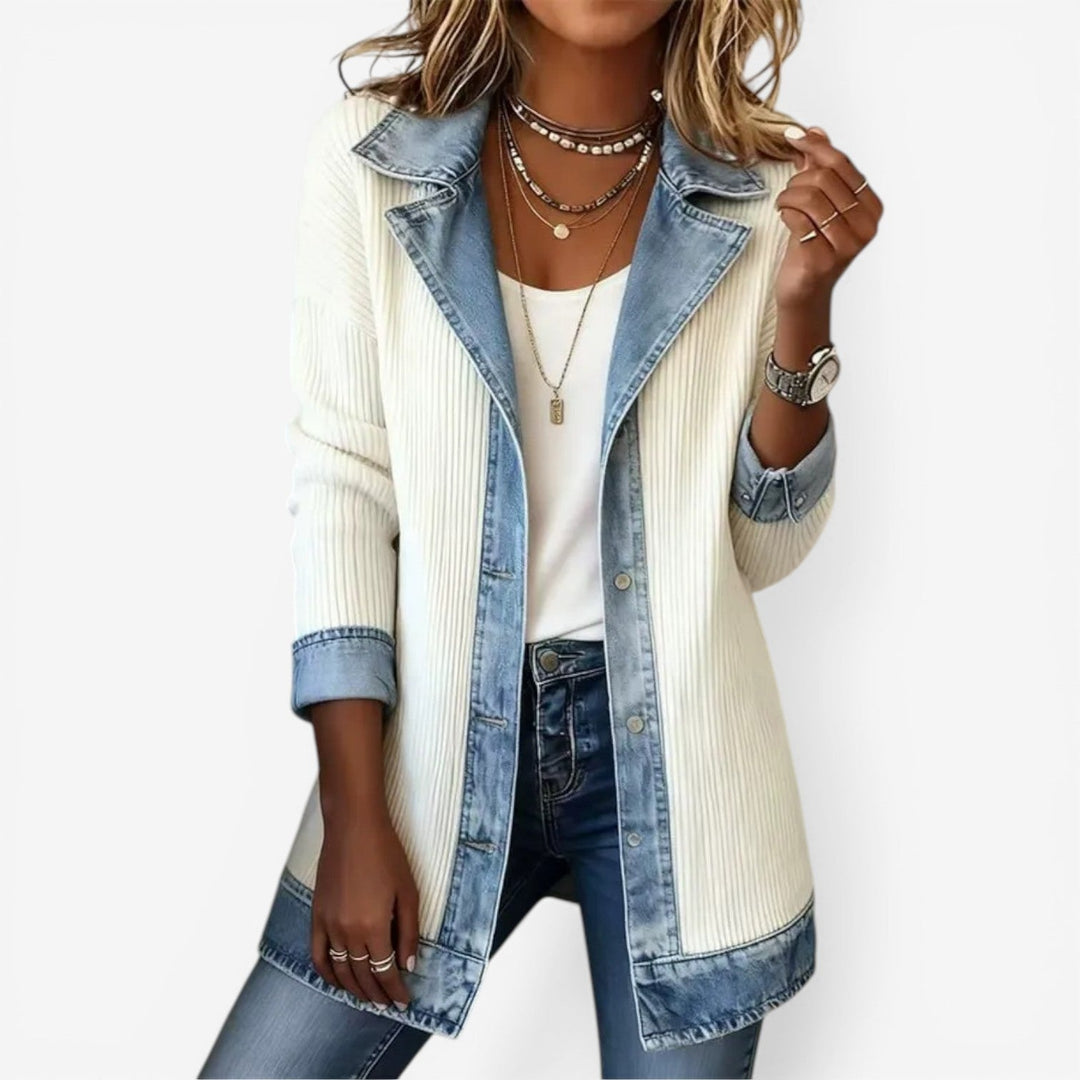 Lidia | Chaqueta Vaquera de Punto Combinada de Otoño Mujer