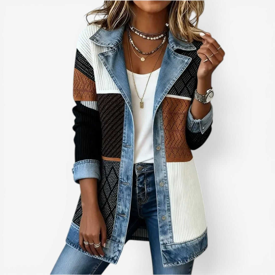 Lidia | Chaqueta Vaquera de Punto Combinada de Otoño Mujer