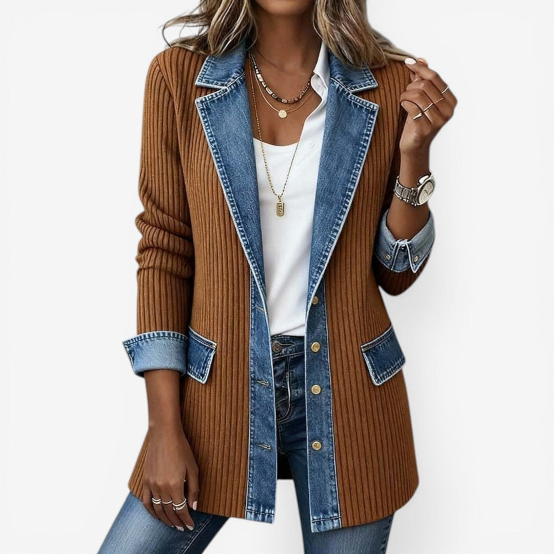 Lidia | Chaqueta Vaquera de Punto Combinada de Otoño Mujer