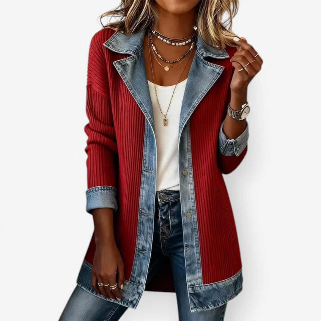 Lidia | Chaqueta Vaquera de Punto Combinada de Otoño Mujer
