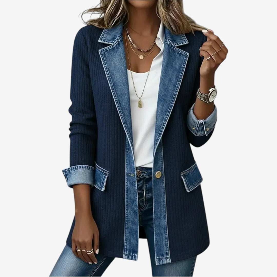 Lidia | Chaqueta Vaquera de Punto Combinada de Otoño Mujer