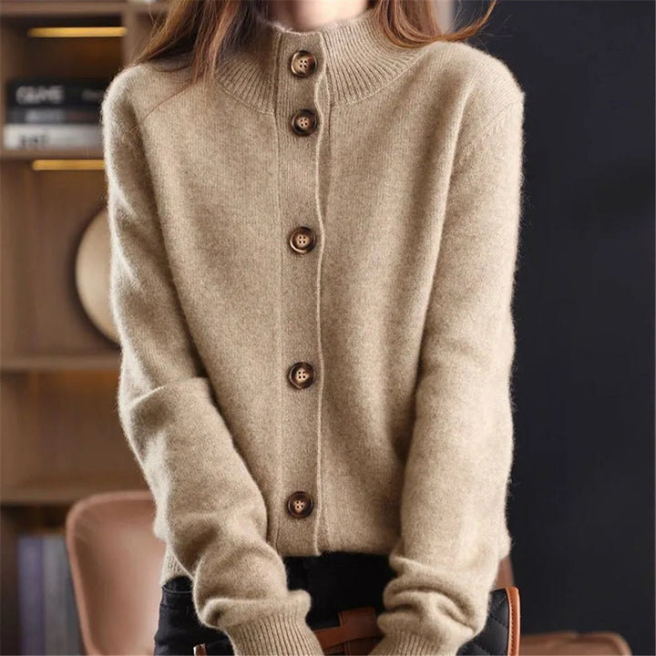 Lidia | Jersey Fino de Lana Mujer Cuello Medio con Botones
