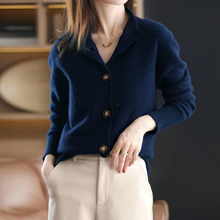 Lidia | Jersey Fino de Lana Mujer Cuello Medio con Botones