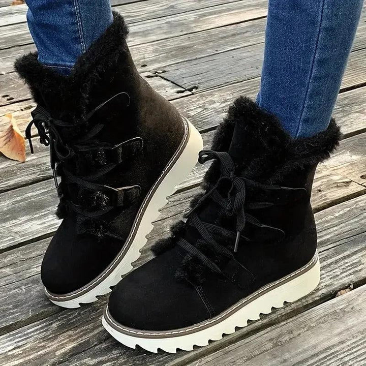 Lola | Botines de Invierno con Forro de Borreguito Mujer Cordones Plataforma