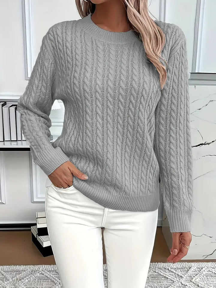 Lola | Jersey de Punto Trenzado Mujer Cuello Redondo Manga Larga