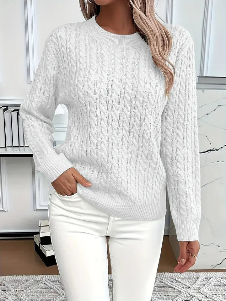 Lola | Jersey de Punto Trenzado Mujer Cuello Redondo Manga Larga