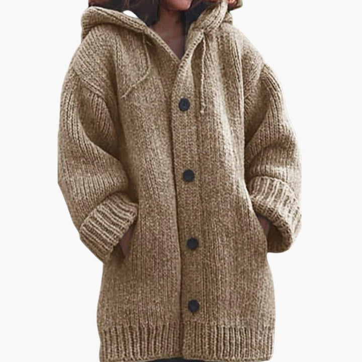 Lourdes | Cárdigan de Punto con Capucha Mujer Oversize Botones