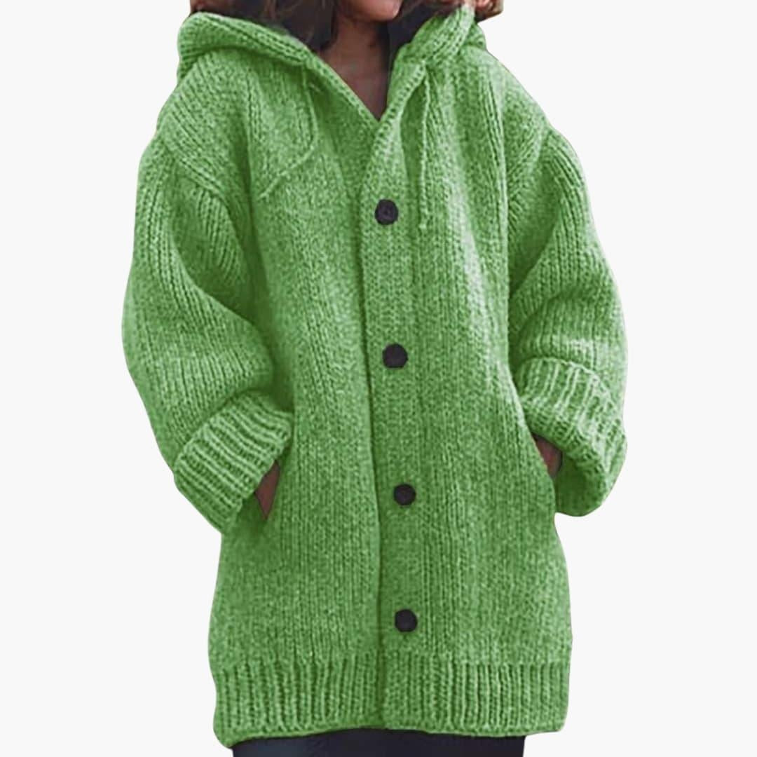 Lourdes | Cárdigan de Punto con Capucha Mujer Oversize Botones