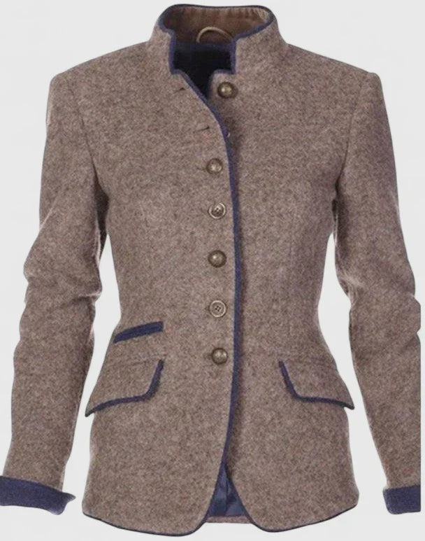 Marisol | Blazer de Lana Mujer Cuello Mao Botones Formal