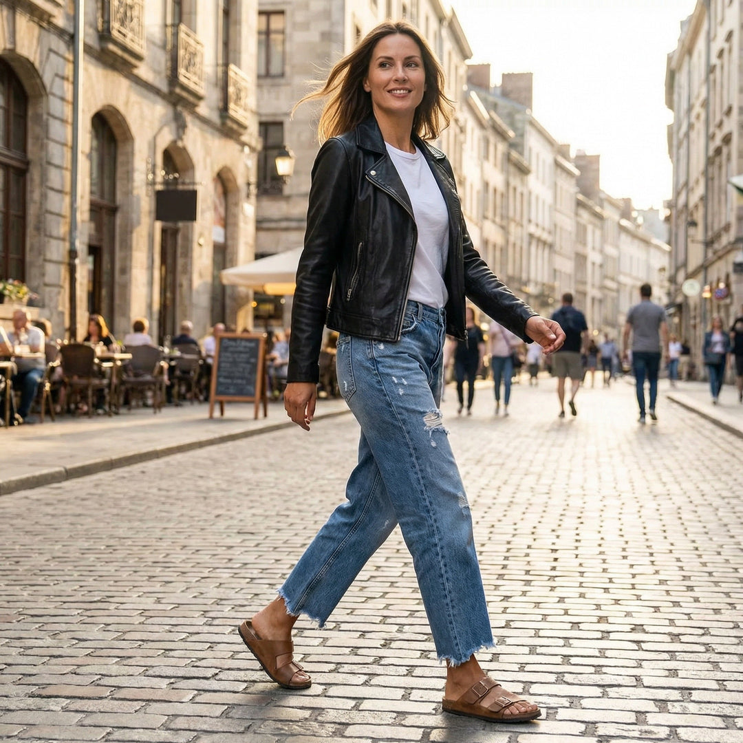 Marisol | Jeans Rectos Destroyed Mujer Cintura Alta Cropped
