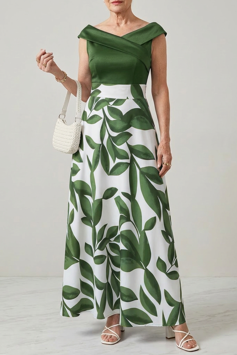 Mencía | Vestido Largo Palabra de Honor Mujer Estampado Floral Invitada