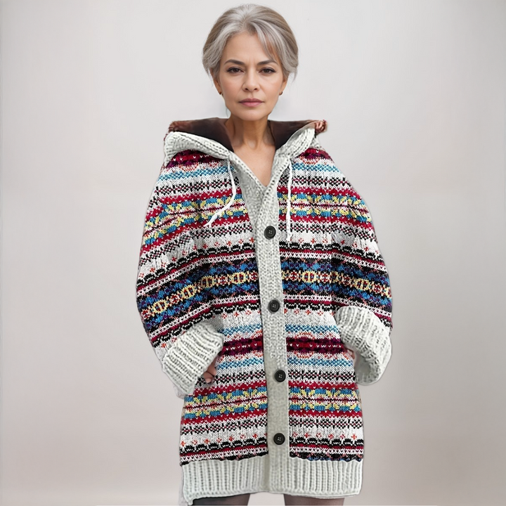 Miriam | Jersey de Rayas Mujer con Capucha Largo Punto
