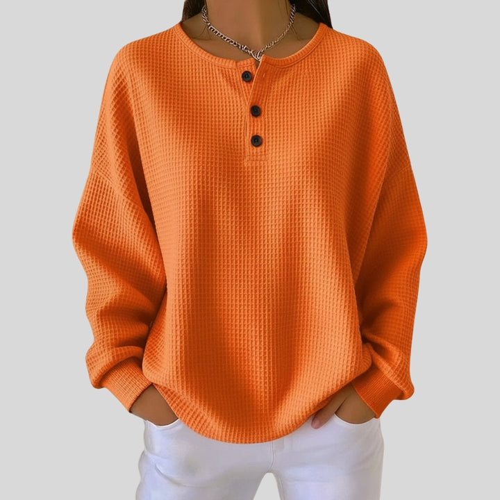 Natalia | Jersey Fino Mujer Oversize Cuello Redondo Botones