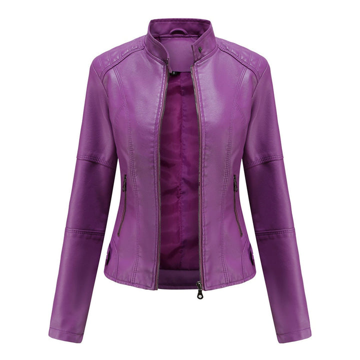 Nerea | Chaqueta Motera Mujer Polipiel Cuello Mao Cremallera