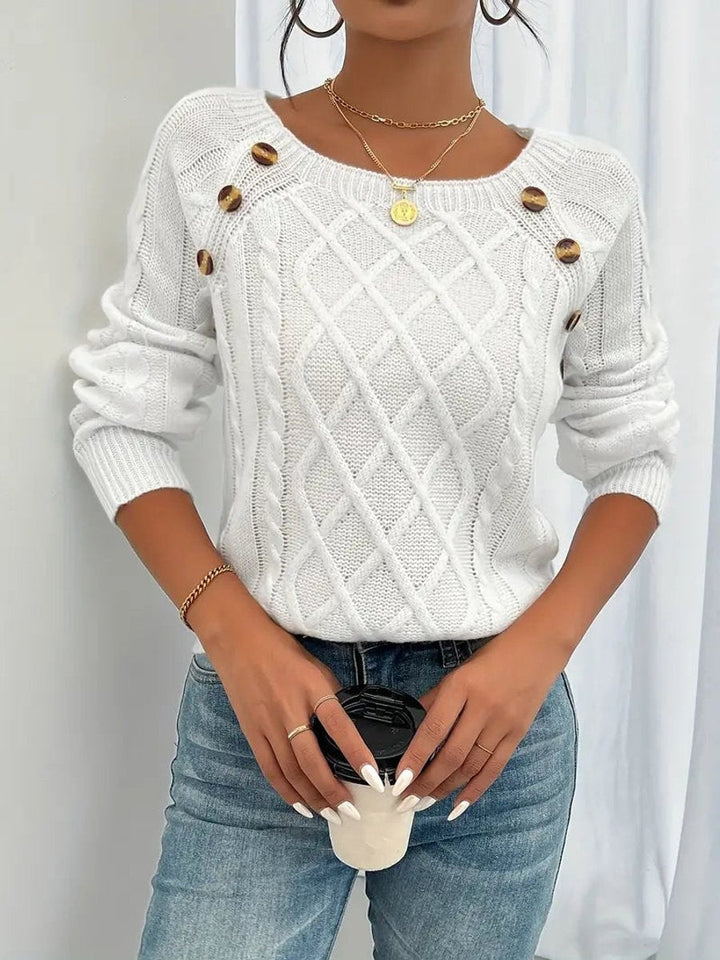 Nerea | Jersey Fino de Punto Mujer Cuello Redondo Botones