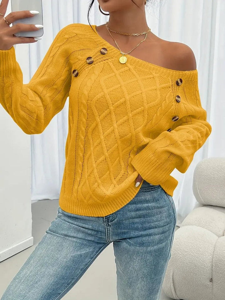 Nerea | Jersey Fino de Punto Mujer Cuello Redondo Botones
