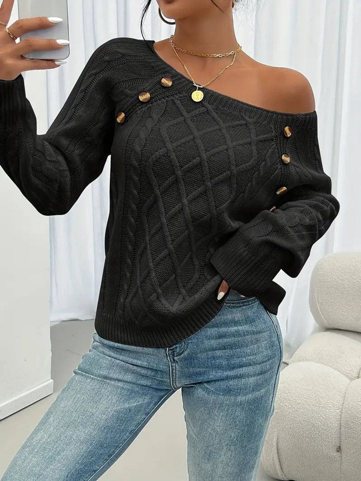 Nerea | Jersey Fino de Punto Mujer Cuello Redondo Botones