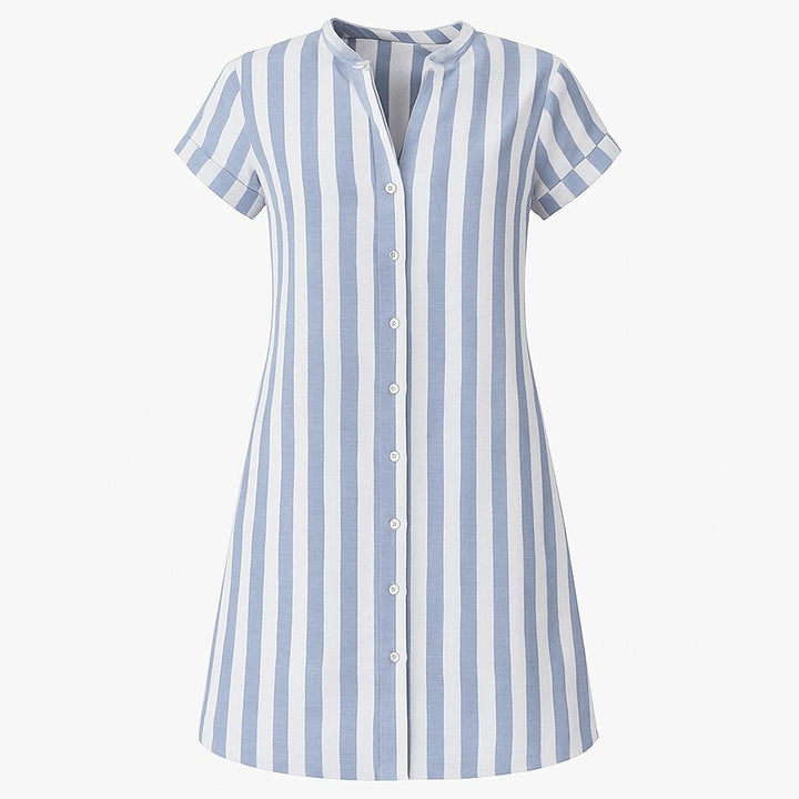 Nerea | Vestido Camisero Corto de Rayas Mujer Manga Corta