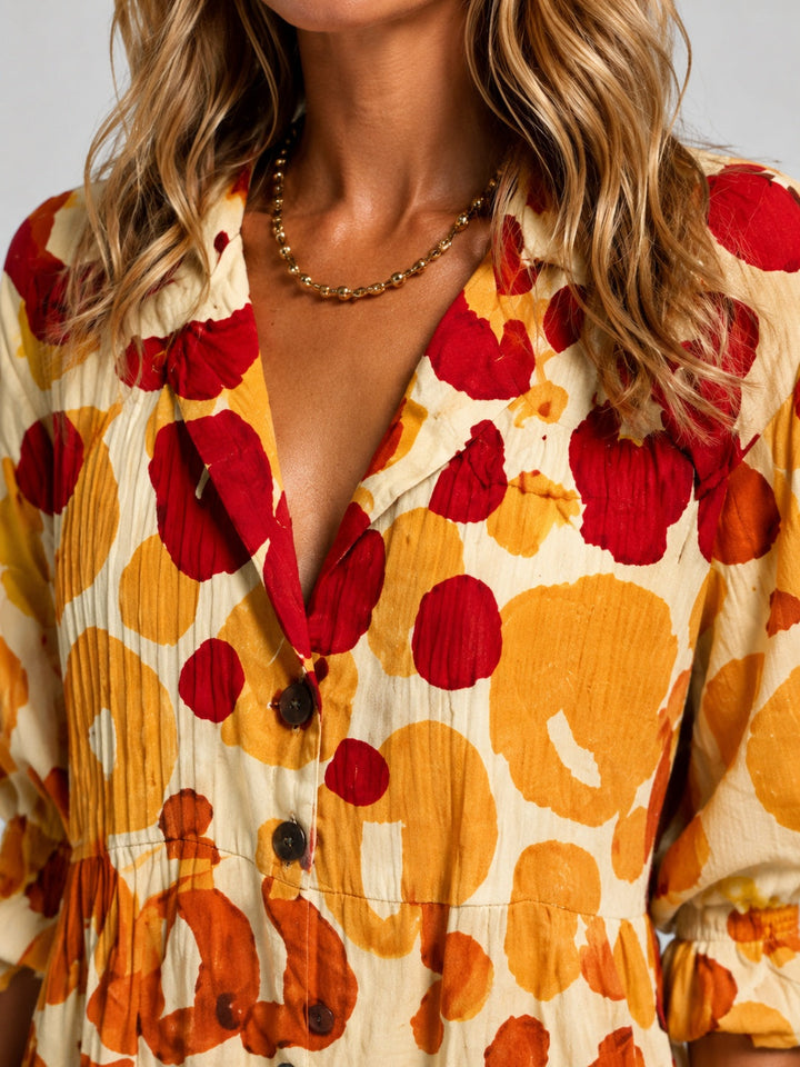 Nuria | Vestido Largo Camisero Estampado Mujer Manga Larga Botones