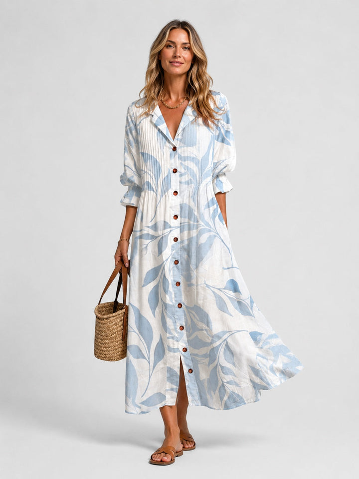 Nuria | Vestido Largo Camisero Estampado Mujer Manga Larga Botones