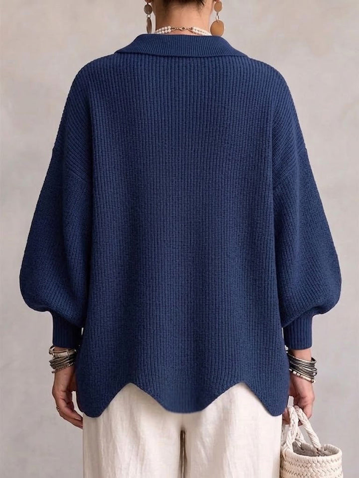 Elvinia™ | Cárdigan Oversized con Cuello y Grandes Botones Metálicos