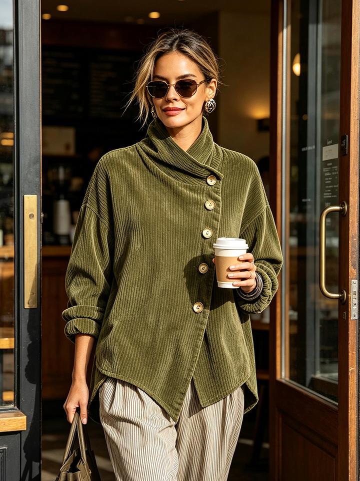 Sylvie – Chaqueta Oversized con Cuello Envolvente y Botones