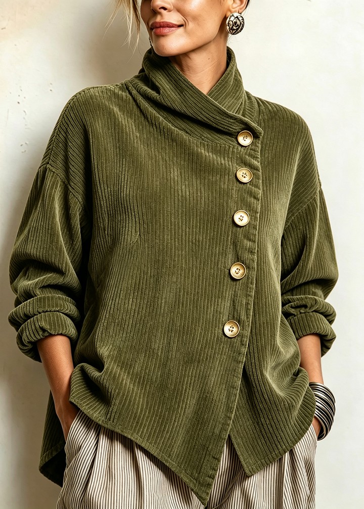 Sylvie – Chaqueta Oversized con Cuello Envolvente y Botones