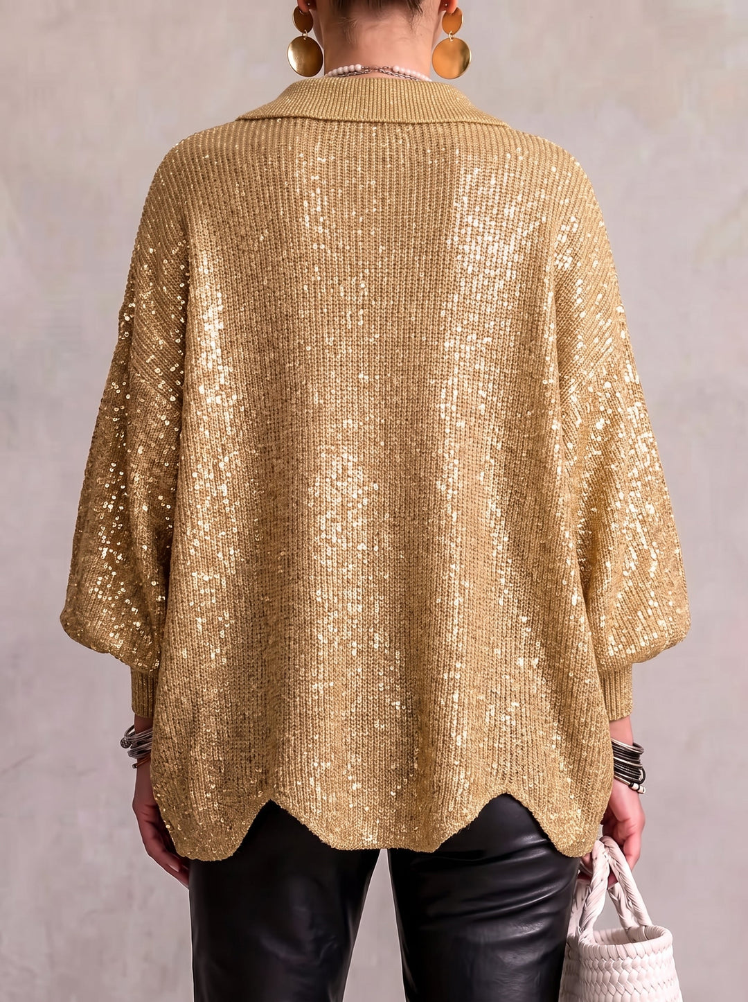 Elvinia™ | Cárdigan Oversized con Cuello y Grandes Botones Metálicos