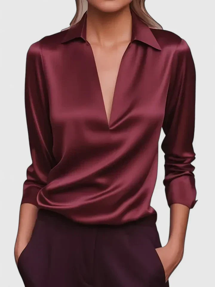 Paloma | Blusa de Manga Larga con Escote Drapeado Mujer