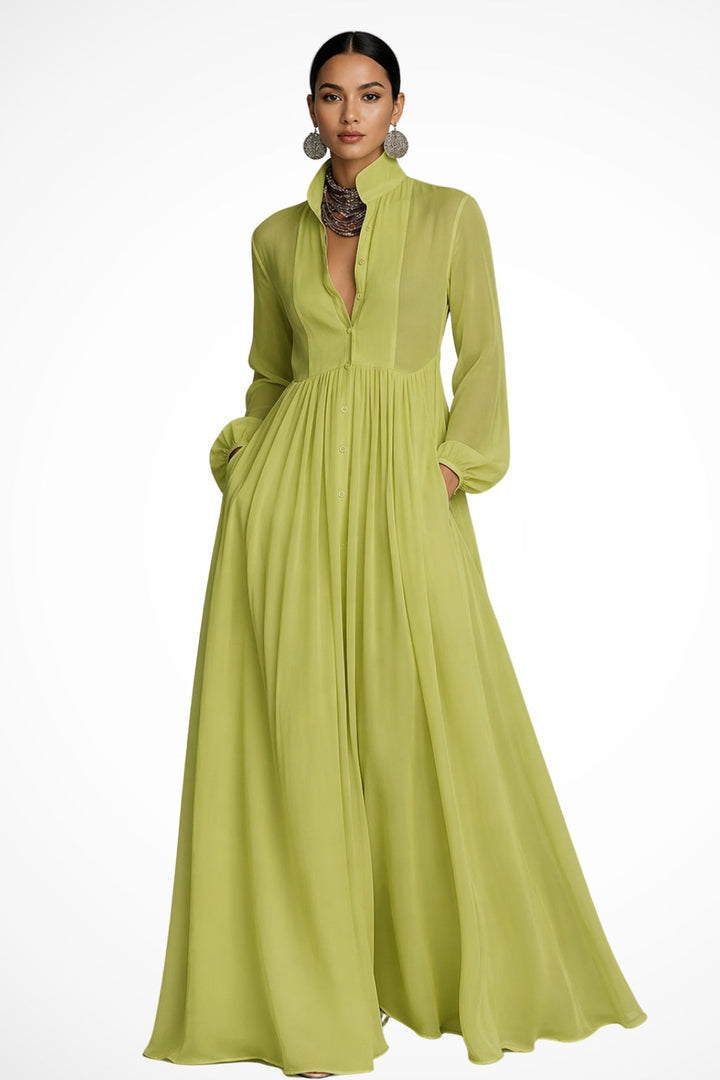Paloma | Vestido Largo de Novia Sencillo Mujer Manga Larga Gasa