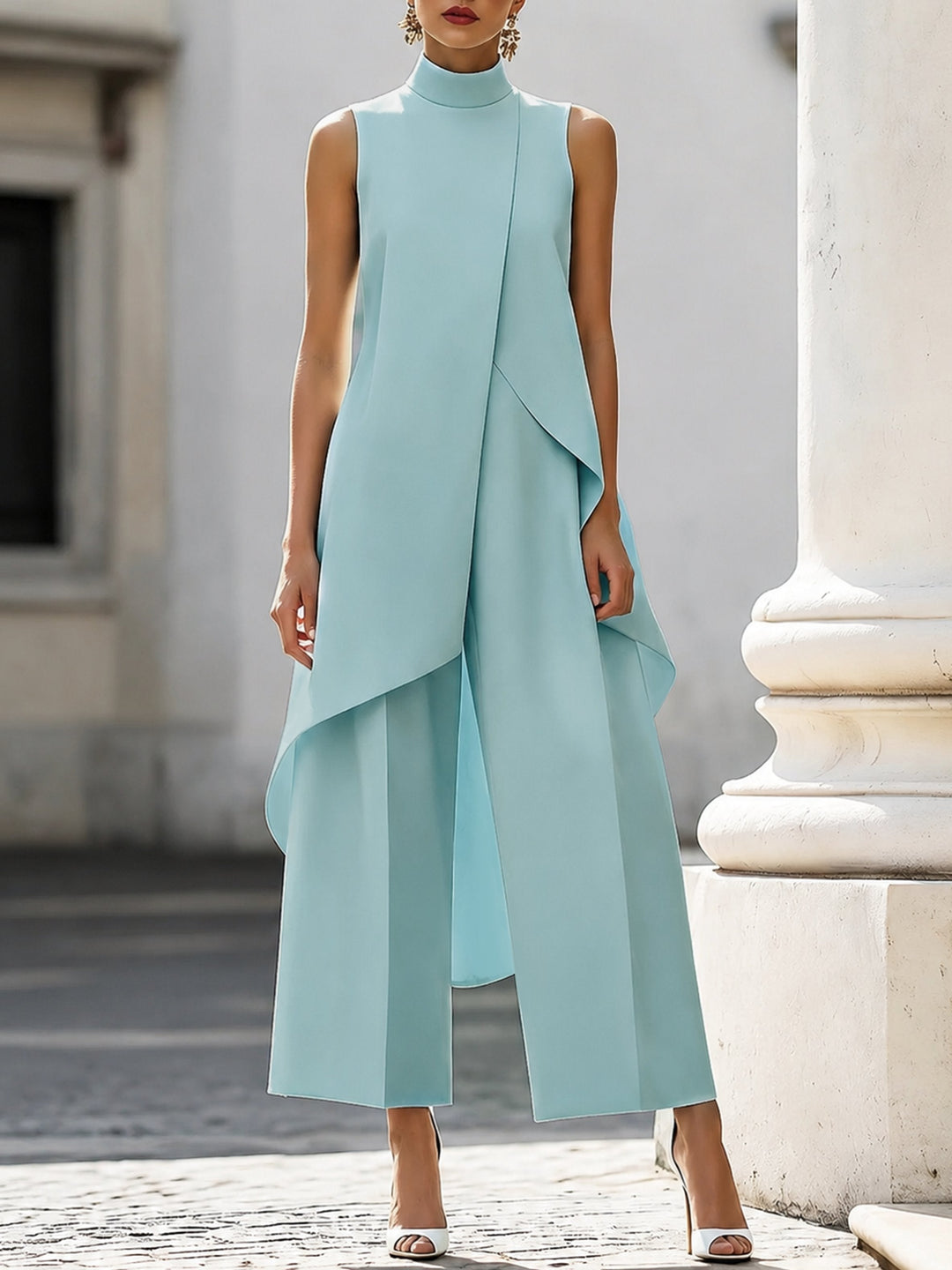 Pilar | Conjunto Elegante de Cuello Alto Asimétrico Mujer