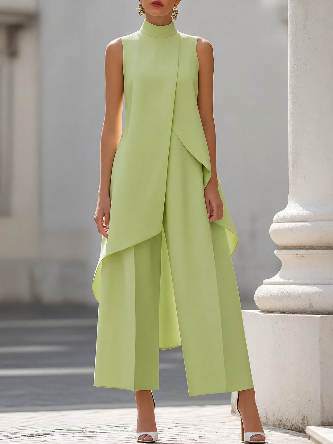 Pilar | Conjunto Elegante de Cuello Alto Asimétrico Mujer