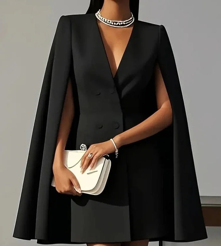Raquel | Vestido Blazer Corto Manga Capa Mujer Escote V Doble Botonadura